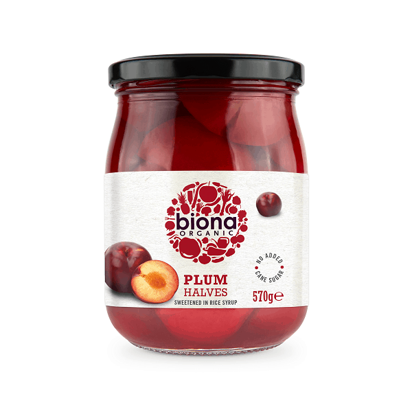 Biona Plum Halves in Rice Syrup 570g